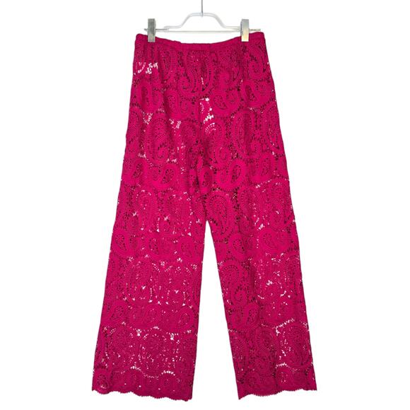L'Agence Geraldine Paisley Crochet Cover Up Pants Elastic Drawstring Waist S NEW - Picture 3 of 9